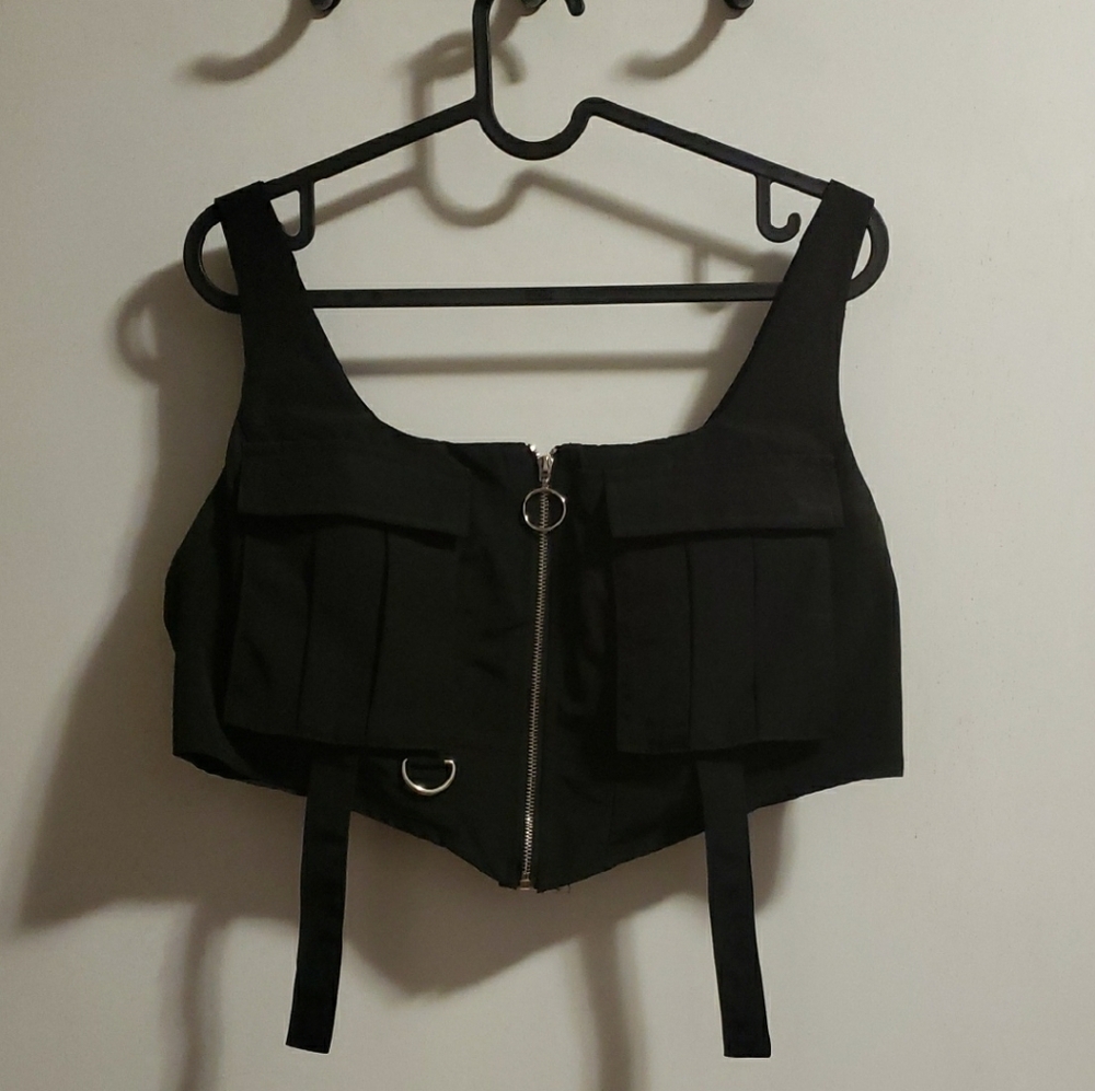 SHEIN Black military Top